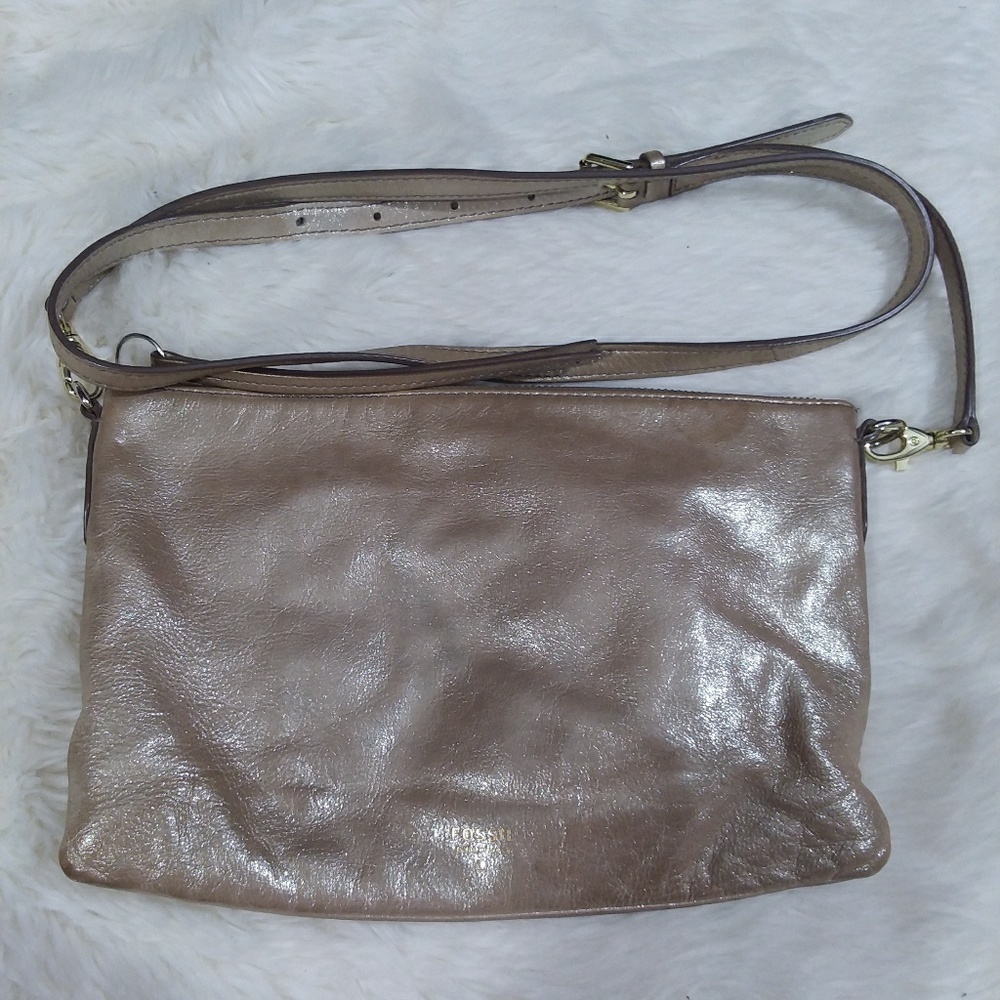 Fossil matallic gold crossbody bag